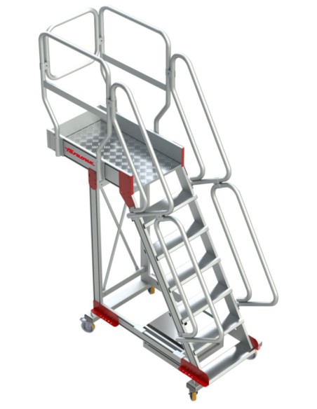 Escalera de aluminio con plataforma y vuelo| Inclinación de 60º SB60-17 17 Peldaños