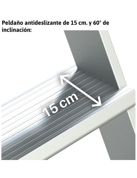Escalera de aluminio con plataforma y cuatro ruedas | Inclinación de 60º SY60-07 7 Peldaños