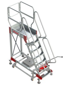 Escalera de aluminio con plataforma y cuatro ruedas | Inclinación de 60º SY60-13 13 Peldaños