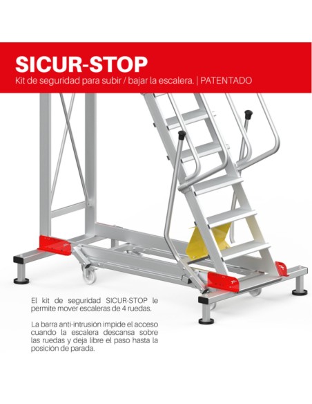Escalera de aluminio con plataforma y cuatro ruedas | Inclinación de 60º SY60-15 15 Peldaños