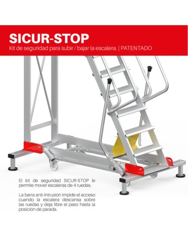 Escalera de aluminio con plataforma y cuatro ruedas | Inclinación de 60º SY60-16 16 Peldaños
