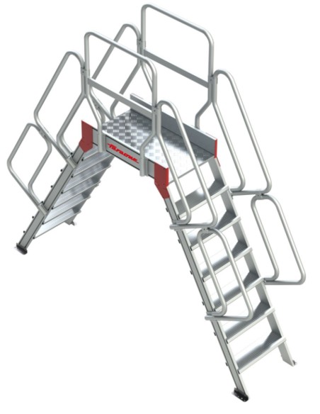 Escalera puente de aluminio con plataforma | Inclinación 60º SP 60-04  4 Peldaños