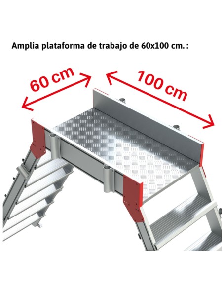 Escalera puente de aluminio con plataforma | Inclinación 60º SP 60-04  4 Peldaños