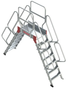 Escalera puente de aluminio con plataforma | Inclinación 60º SP 60-06 6 Peldaños