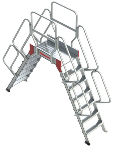 Escalera puente de aluminio con plataforma | Inclinación 60º SP 60-10  10 Peldaños