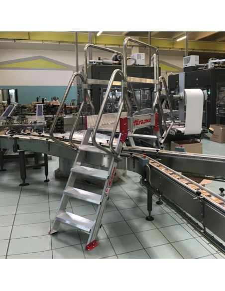 Escalera puente de aluminio con plataforma | Inclinación 60º SP 60-16  16 Peldaños