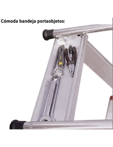 Escalera de almacén con plataforma y ruedas SMT100 4 Peldaños