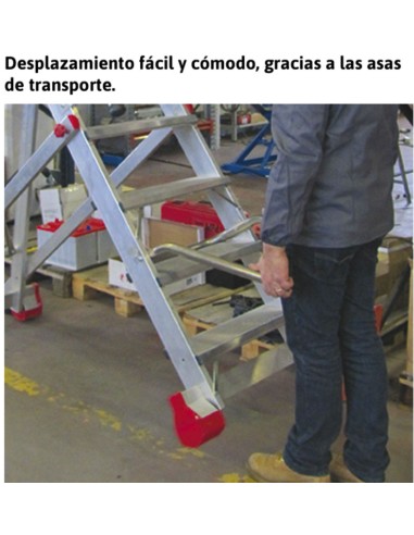 Escalera de almacén con plataforma y ruedas SMT120 5 Peldaños