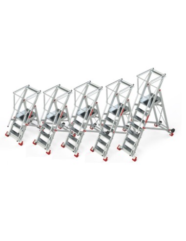 Escalera de almacén con plataforma y ruedas SMT150 6 Peldaños