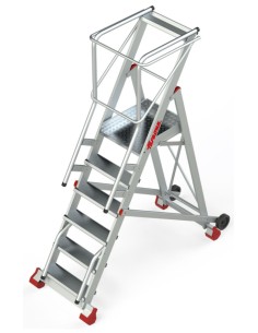 Escalera de almacén con plataforma y ruedas SMT150 6 Peldaños