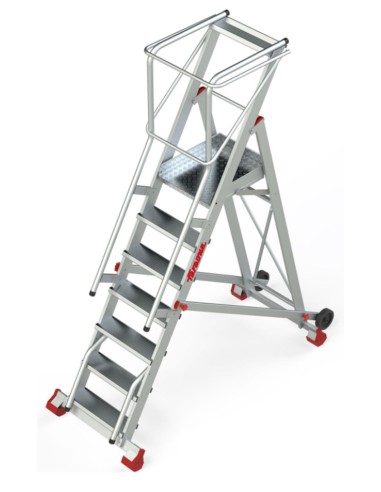 Escalera de almacén con plataforma y ruedas SMT200 7 Peldaños