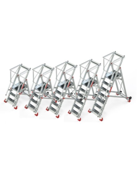 Escalera de almacén con plataforma y ruedas SMT250 8 Peldaños