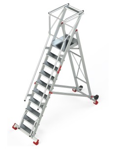Escalera de almacén con plataforma y ruedas SMT300 10 Peldaños