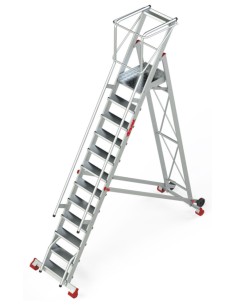 Escalera de almacén con plataforma y ruedas SMT350 12 Peldaños