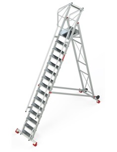 Escalera de almacén con plataforma y ruedas SMT450 15 Peldaños