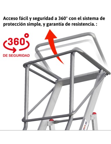 Escalera de almacén con plataforma y ruedas SMT500 17 Peldaños