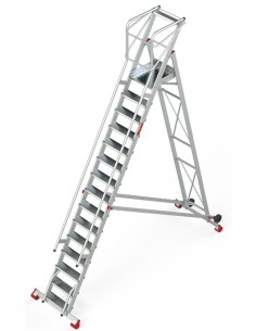 Escalera de almacén con plataforma y ruedas SMT500 17 Peldaños 2