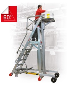 Escalera con plataforma y plano de carga eléctrico  PICK10  4 Peldaños