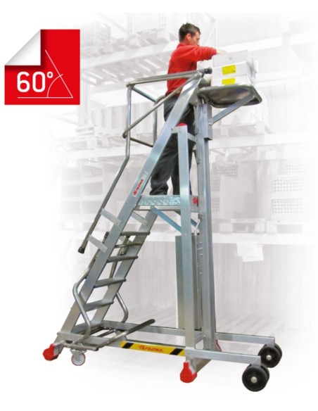 Escalera con plataforma y plano de carga eléctrico PICK25 10 Peldaños