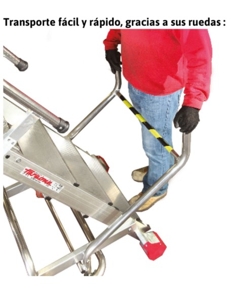 Escalera con plataforma y plano de carga eléctrico PICK25 10 Peldaños