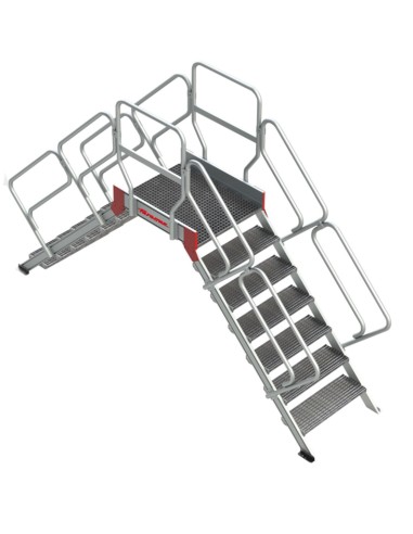 Escalera puente con plataforma en tramex | Inclinación 45º SP-T-04 4 Peldaños