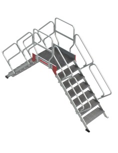 Escalera puente con plataforma en tramex | Inclinación 45º SP-T-07 7 Peldaños