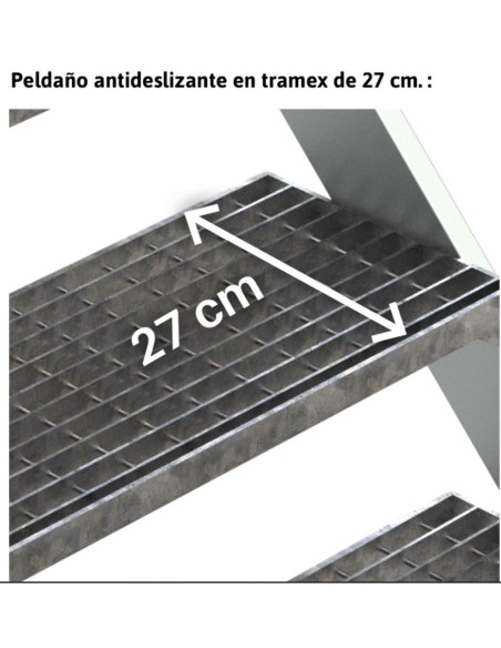 Escalera puente con plataforma en tramex | Inclinación 45º SP-T-07 7 Peldaños