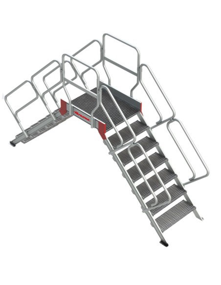Escalera puente con plataforma en tramex | Inclinación 45º SP-T-11 11 Peldaños