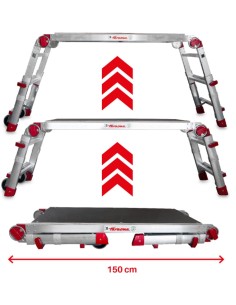 Plataforma de trabajo plegable y regulable en altura PLAT-T  1+2 Peldaños