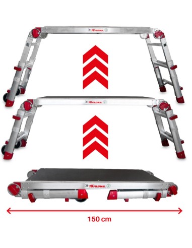 Plataforma de trabajo plegable y regulable en altura PLAT-T  1+2 Peldaños