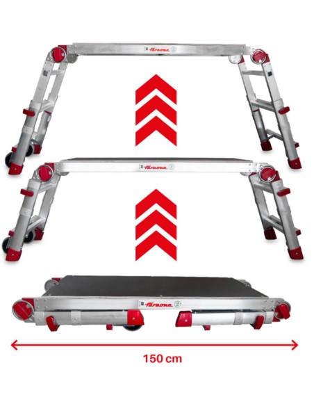 Plataforma de trabajo plegable y regulable en altura PLAT-T  1+2 Peldaños