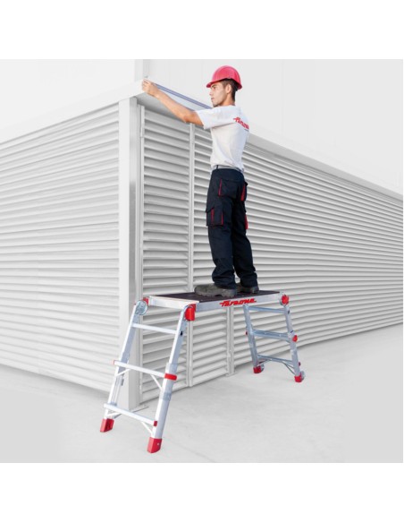 Plataforma de trabajo plegable y regulable en altura PLAT-T  1+2 Peldaños