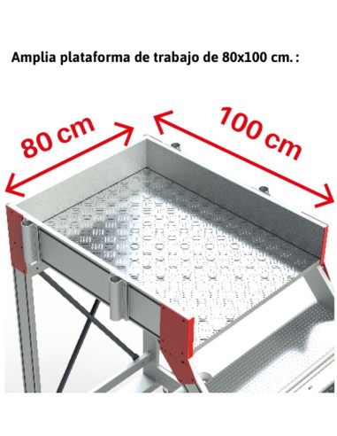 Escalera con plataforma y cuatro ruedas | Inclinación de 45º SY45-07 7 Peldaños