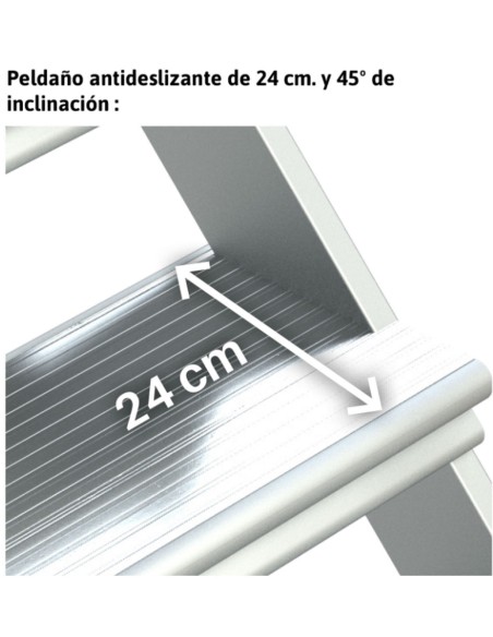 Escalera con plataforma y cuatro ruedas | Inclinación de 45º SY45-08 8 Peldaños
