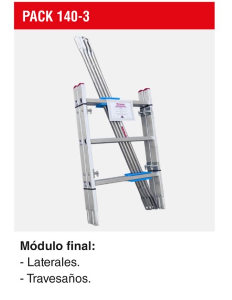 Andamio de aluminio con ruedas y plataforma de 140x60 cm. PACK-140- 1 -2 y 3