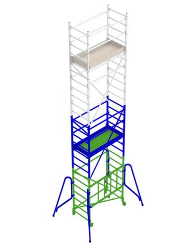 Andamio de aluminio con ruedas y plataforma de 160x80 cm  PACK-160-1-2.