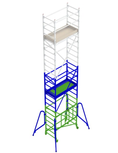 Andamio de aluminio con ruedas y plataforma de 160x80 cm  PACK-160-1-2.