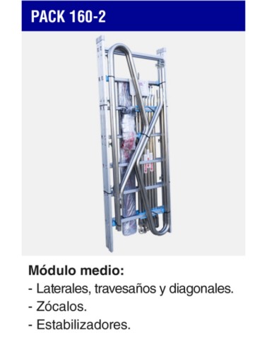Andamio de aluminio con ruedas y plataforma de 160x80 cm  PACK-160-1-2.