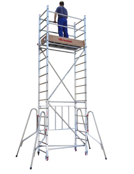 Andamio de aluminio con ruedas y plataforma de 140x60 cm. PACK-140- 1 -2 y 4