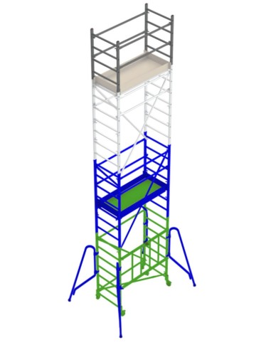 Andamio de aluminio con ruedas y plataforma de 140x60 cm. PACK-160- 1 -2 y 4