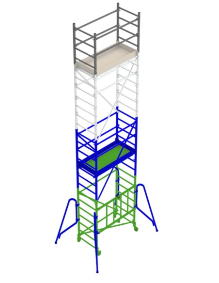 Andamio de aluminio con ruedas y plataforma de 140x60 cm. PACK-140- 1 -2 y 4