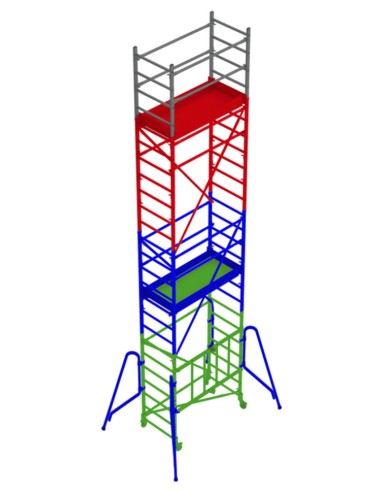 Andamio de aluminio con ruedas y plataforma de 140x60 cm. PACK-160- 1 -2 - 3 y 4