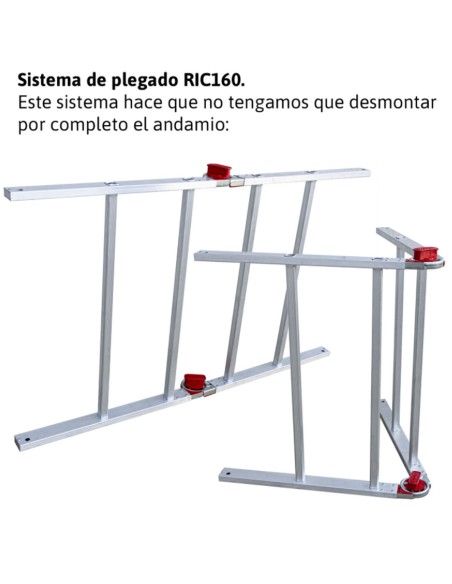 Andamio de aluminio con ruedas y plataforma de 140x60 cm. PACK-160- 1 -2 - 3 y 4