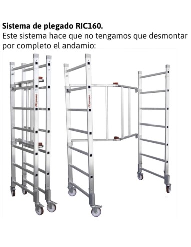 Andamio de aluminio con ruedas y plataforma de 140x60 cm. PACK-160- 1 -2 - 3 y 4