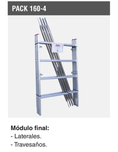 Andamio de aluminio con ruedas y plataforma de 140x60 cm. PACK-160- 1 -2 - 3 y 4