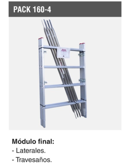 Andamio de aluminio con ruedas y plataforma de 140x60 cm. PACK-160- 1 -2 - 3 y 4