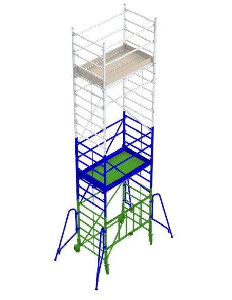 Andamio de aluminio con ruedas y plataforma de 180x105 cm.  PACK 180-1 Y 2