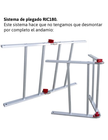 Andamio de aluminio con ruedas y plataforma de 180x105 cm.  PACK 180-1 Y 2