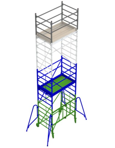 Andamio de aluminio con ruedas y plataforma de 180x105 cm. PACK 180-1 - 2 y 4