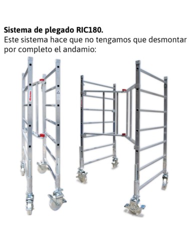 Andamio de aluminio con ruedas y plataforma de 180x105 cm. PACK 180-1 - 2 y 4